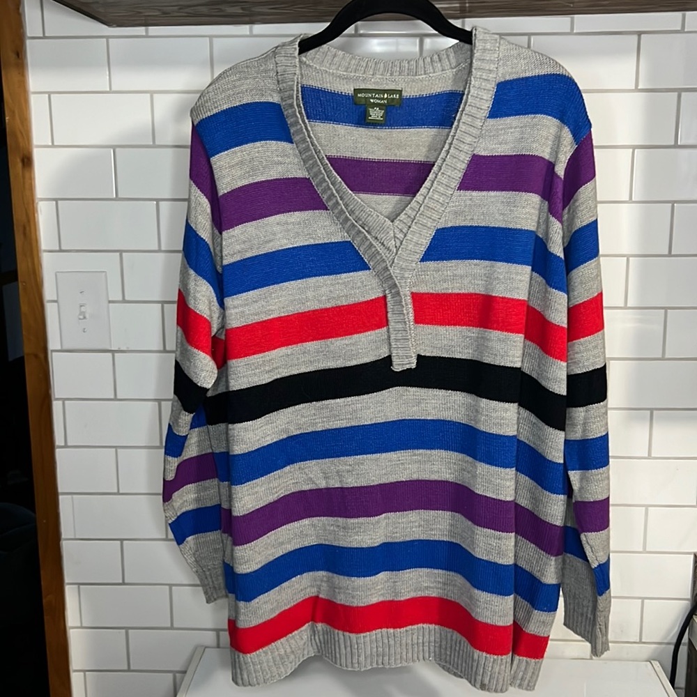 Mountain Lake Women’s Striped Pullover Sweater Sz XXL